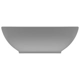 Luxury Basin Oval-shaped Matt Light Grey 40x33 cm Ceramic - Side View