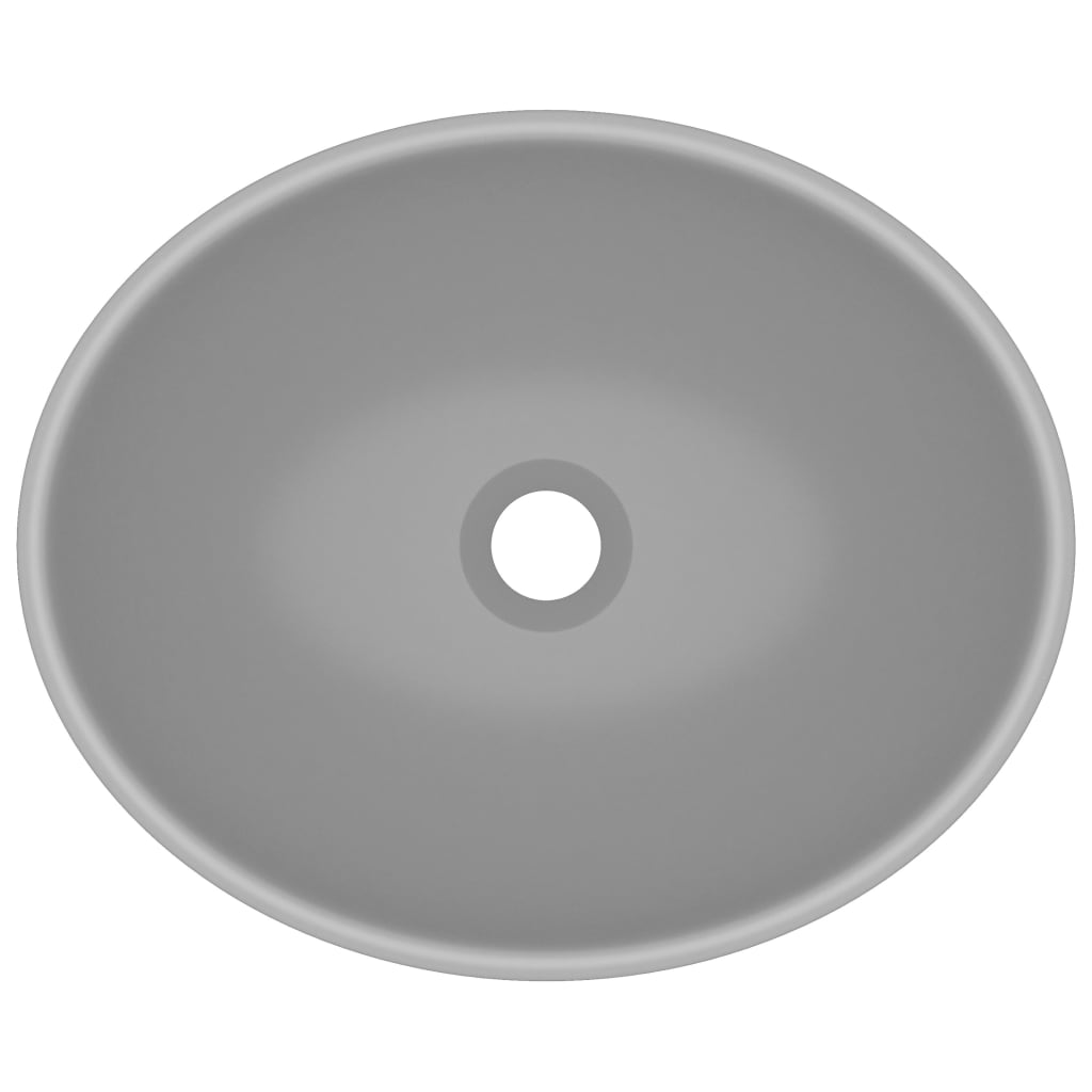 Luxury Basin Oval-shaped Matt Light Grey 40x33 cm Ceramic