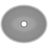 Luxury Basin Oval-shaped Matt Light Grey 40x33 cm Ceramic - Top-Down View