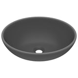 Luxury Basin Oval-shaped Matt Dark Grey 40x33 cm Ceramic