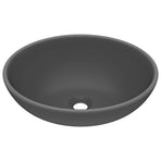 Luxury Basin Oval-shaped Matt Dark Grey 40x33 cm Ceramic