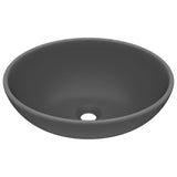 Luxury Basin Oval-shaped Matt Dark Grey 40x33 cm Ceramic - Front View