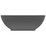 Luxury Basin Oval-shaped Matt Dark Grey 40x33 cm Ceramic