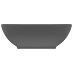 Luxury Basin Oval-shaped Matt Dark Grey 40x33 cm Ceramic