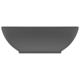 Luxury Basin Oval-shaped Matt Dark Grey 40x33 cm Ceramic - Side View