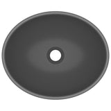 Luxury Basin Oval-shaped Matt Dark Grey 40x33 cm Ceramic