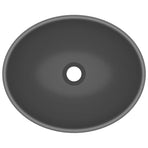 Luxury Basin Oval-shaped Matt Dark Grey 40x33 cm Ceramic
