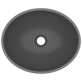 Luxury Basin Oval-shaped Matt Dark Grey 40x33 cm Ceramic - Top-Down View