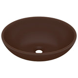 Luxury Basin Oval-shaped Matt Dark Brown 40x33 cm Ceramic