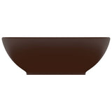 Luxury Basin Oval-shaped Matt Dark Brown 40x33 cm Ceramic