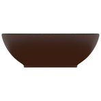 Luxury Basin Oval-shaped Matt Dark Brown 40x33 cm Ceramic