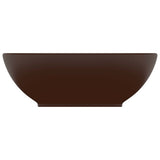 Luxury Basin Oval-shaped Matt Dark Brown 40x33 cm Ceramic - Side View