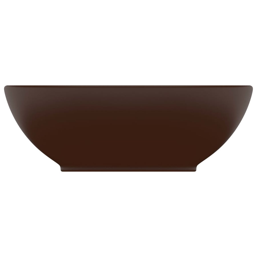 Luxury Basin Oval-shaped Matt Dark Brown 40x33 cm Ceramic