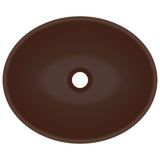 Luxury Basin Oval-shaped Matt Dark Brown 40x33 cm Ceramic