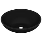 Luxury Basin Oval-shaped Matt Black 40x33 cm Ceramic