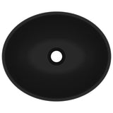 Luxury Basin Oval-shaped Matt Black 40x33 cm Ceramic - Top-Down View