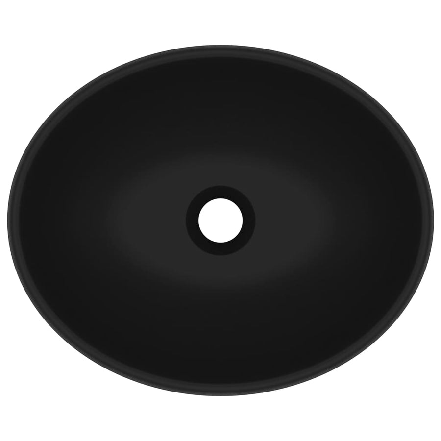 Luxury Basin Oval-shaped Matt Black 40x33 cm Ceramic