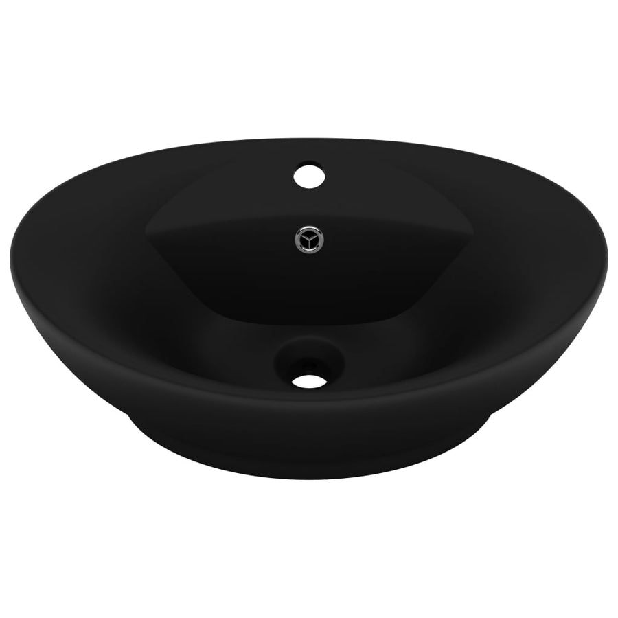 Luxury Basin Overflow Oval Matt Black 58.5x39 cm Ceramic