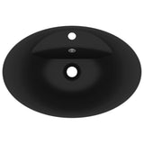 Luxury Basin Overflow Oval Matt Black 58.5x39 cm Ceramic - Top-Down View
