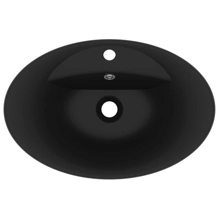 Luxury Basin Overflow Oval Matt Black 58.5x39 cm Ceramic