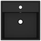 Luxury Basin Overflow Square Matt Black 41x41 cm Ceramic - Side View