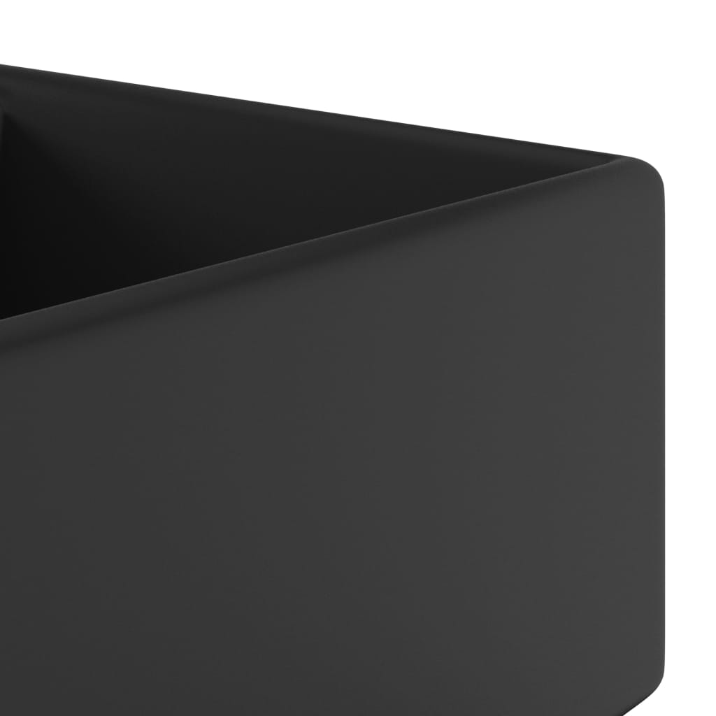 Luxury Basin Overflow Square Matt Black 41x41 cm Ceramic