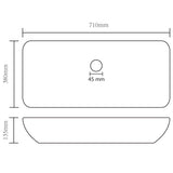 Luxury Basin Rectangular Matt Black 71x38 cm Ceramic
