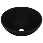 Luxury Bathroom Basin Round Matt Black 32.5x14 cm Ceramic