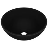 Luxury Bathroom Basin Round Matt Black 32.5x14 cm Ceramic - Front View