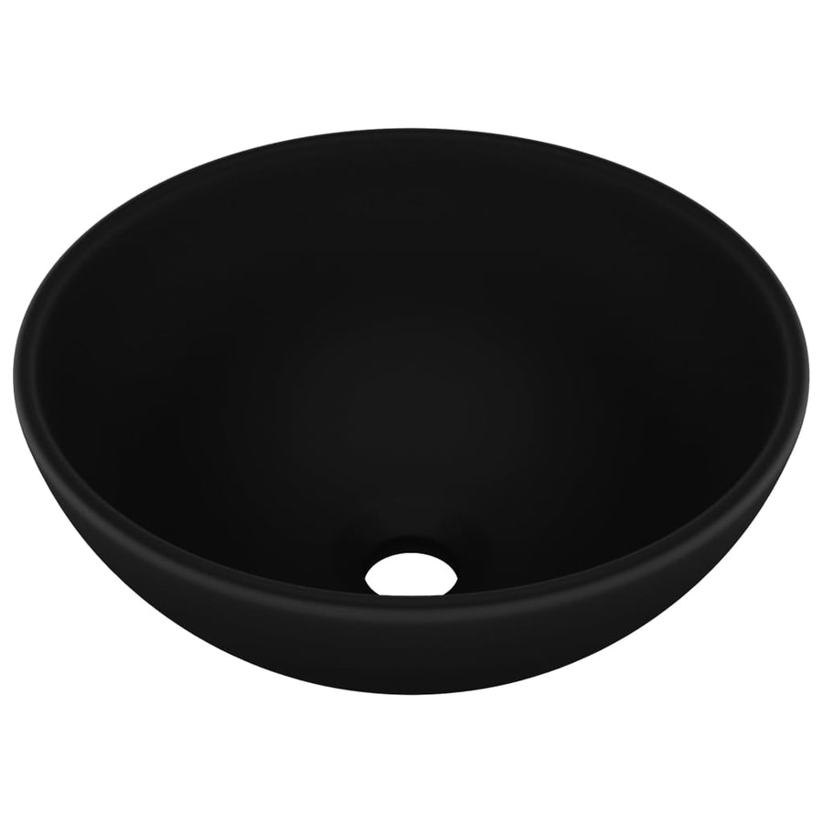 Luxury Bathroom Basin Round Matt Black 32.5x14 cm Ceramic