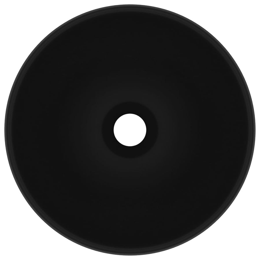 Luxury Bathroom Basin Round Matt Black 32.5x14 cm Ceramic