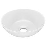 Bathroom Sink Ceramic Matt White Round - Front View