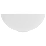 Bathroom Sink Ceramic Matt White Round - Side View