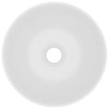 Bathroom Sink Ceramic Matt White Round - Top-Down View