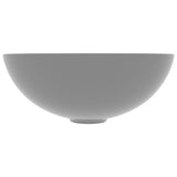 Bathroom Sink Ceramic Light Grey Round - Side View