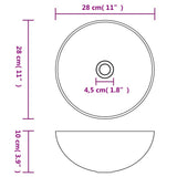 Bathroom Sink Ceramic Light Grey Round - Rear View