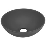 Bathroom Sink Ceramic Dark Grey Round - Front View
