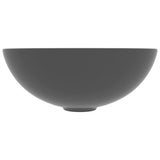 Bathroom Sink Ceramic Dark Grey Round - Side View