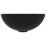 Bathroom Sink Ceramic Matt Black Round - Side View