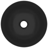 Bathroom Sink Ceramic Matt Black Round - Top-Down View