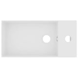 Bathroom Sink with Overflow Ceramic Matt White - Side View