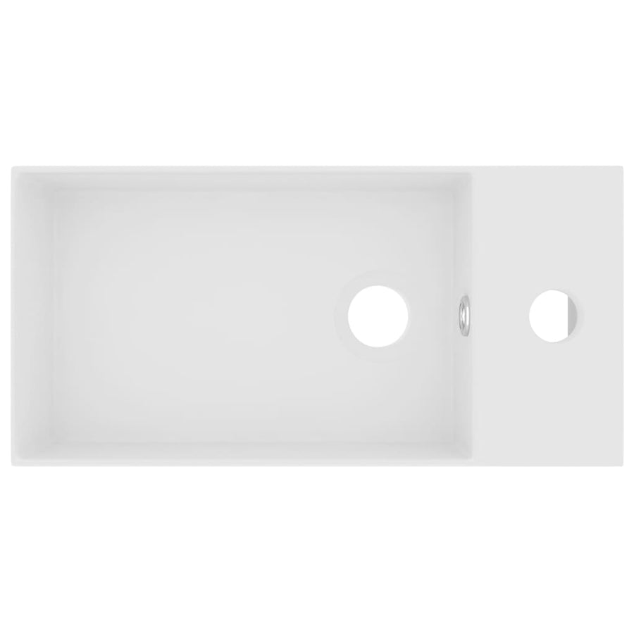 Bathroom Sink with Overflow Ceramic Matt White