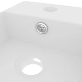 Bathroom Sink with Overflow Ceramic Matt White - 45-Degree Angle