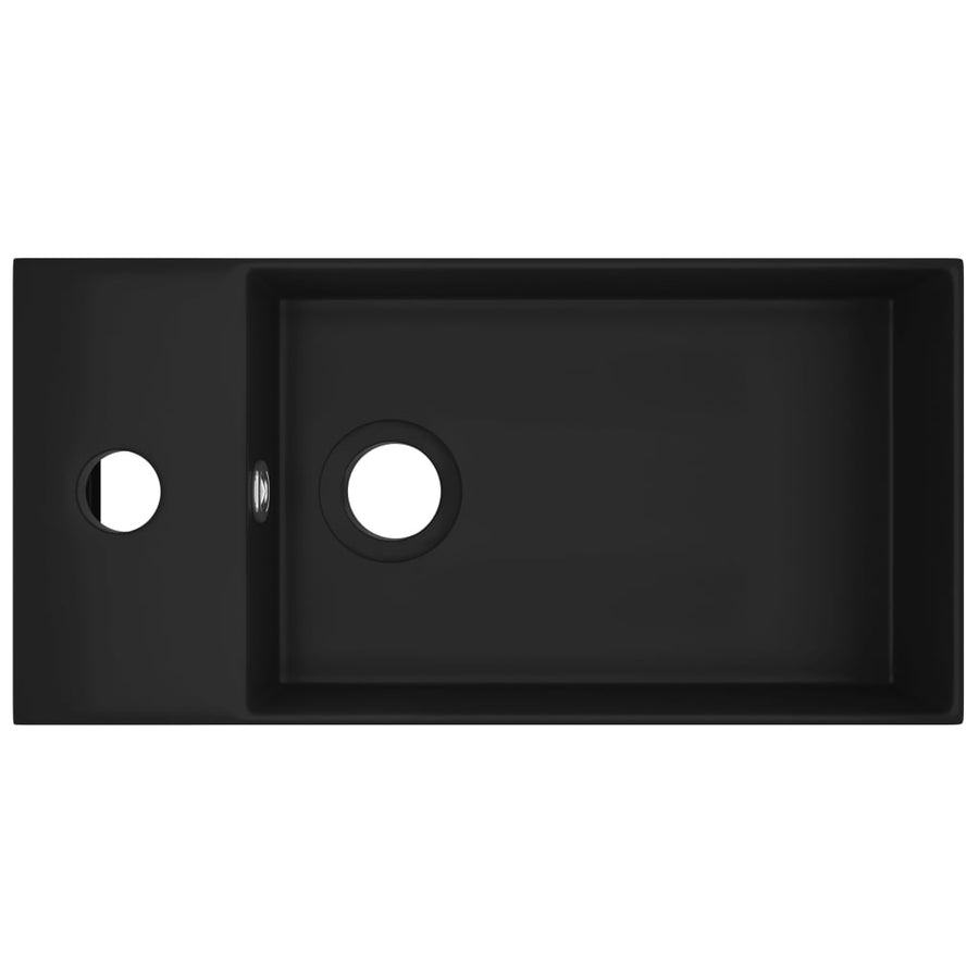 Bathroom Sink with Overflow Ceramic Matt Black