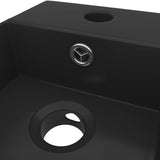 Bathroom Sink with Overflow Ceramic Matt Black - 45-Degree Angle