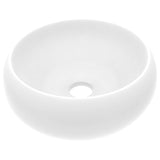 Luxury Wash Basin Round Matt White 40x15 cm Ceramic - Front View
