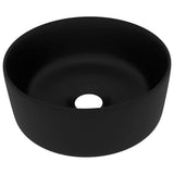 Luxury Wash Basin Round Matt Black 40x15 cm Ceramic - Front View