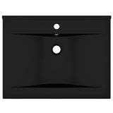 Luxury Basin with Faucet Hole Matt Black 60x46 cm Ceramic - Side View