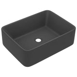 Luxury Wash Basin Matt Dark Grey 41x30x12 cm Ceramic - Front View