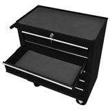 Workshop Tool Trolley with 5 Drawers Black - Top-Down View